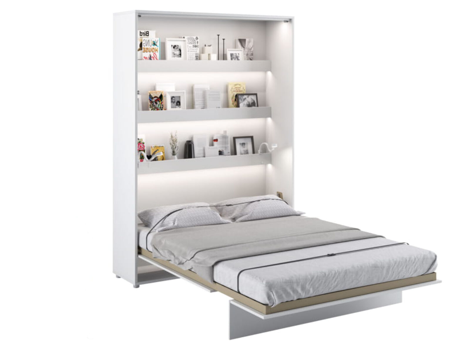 Lit mural escamotable CONCEPTION PRO 120x200 cm blanc mat (vertical) avec matelas