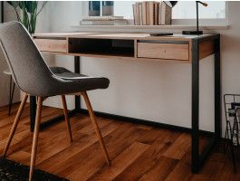 Bureau DENZEL 2 tiroirs chêne artisanal/anthracite 