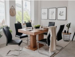 Table repas rectangulaire HEISENBERG 140 > 220 cm chêne artisan avec allonge