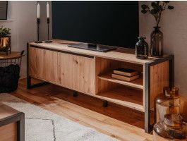 Meuble TV DENZEL 2 portes chêne artisan/anthracite