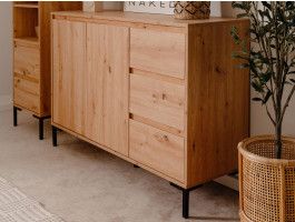 Commode BONIFACIO 2 portes 3 tiroirs chêne artisan