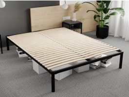 Sommier à pieds LOTINA 160x200 cm noir