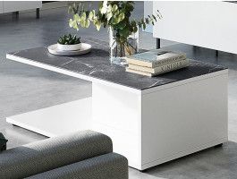 Table basse CALIFREE 109 cm marbre/blanc