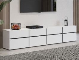 Meuble tv-hifi CROSSAIR 4 portes battantes 4 tiroirs blanc