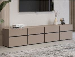Meuble tv-hifi CROSSAIR 4 portes battantes 4 tiroirs taupe