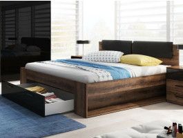 Lit GALACTIC 180x200 cm noir brillant/chêne monastère