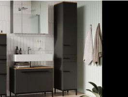 Colonne YONA 2 portes 1 tiroir chêne navarra/graphite