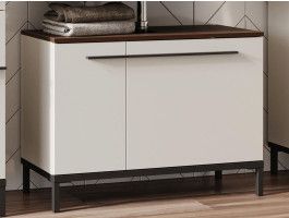 Meuble sous lavabo YONA 2 portes cachemire/noyer