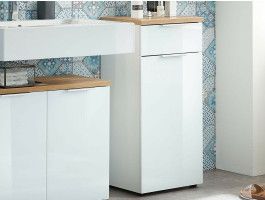 Meuble bas PESTO 1 porte 1 tiroir blanc/chêne navarra