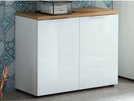 Meuble sous-lavabo PESTO 2 portes blanc/chêne navarra