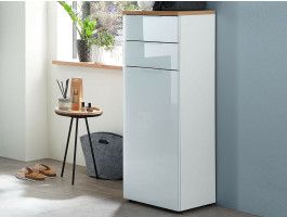 Meuble bas PESTO 1 porte 2 tiroirs blanc/chêne navarra