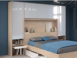 Pont de lit BRIDANI chêne brooklyn/blanc brillant