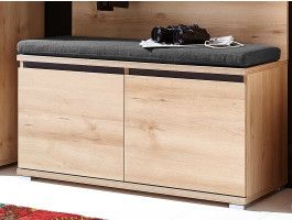 Banc à chaussures LIVINGSTONE 2 portes chêne noble avec coussin
