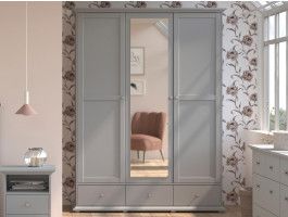 Armoire MARGARET 3 portes 3 tiroirs gris