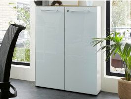 Commode MATERIA 2 portes blanc/blanc laqué