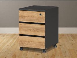 Caisson de bureau LISSAO 3 tirois chêne navarra/graphite