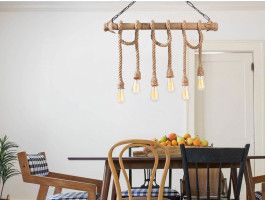 Luminaire suspendu EBEN 6 lampes naturel