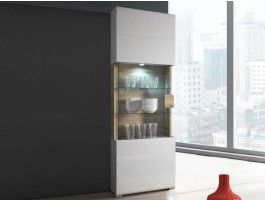 Colonne TORERO 1 porte sanremo/blanc laqué avec led