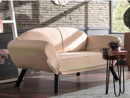 Canapé convertible GENNARO 2 places tissu crème