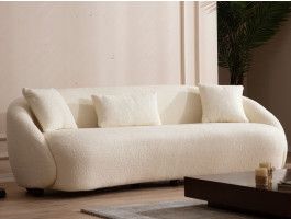 Canapé NEPTUNO 3 places tissu bouclé crème
