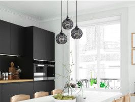 Luminaire suspendu HAYET 3 lampes noir