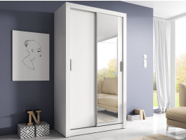 Armoire ARTEL 2 portes coulissantes blanc avec miroir