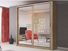 Armoire ARTERA 2 portes coulissantes chêne shetland avec miroir