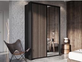 Armoire ARTIRA 2 portes coulissantes noir/wengué mali