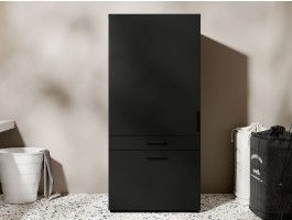 Armoire buanderie WASHING 1 porte 2 tiroirs noir