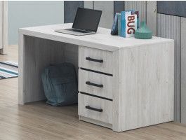 Bureau ELVITALIC 3 tiroirs chêne blanchi