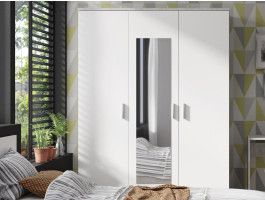 Armoire SAMMOU 3 portes coulissantes 150 cm béton/blanc