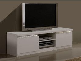 Meuble tv-hifi REBECCA 2 portes blanc laque