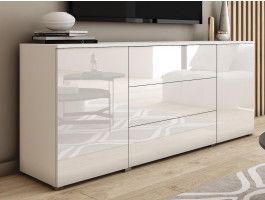 Buffet/bahut DUBAI 2 portes 3 tiroirs blanc/blanc brillant