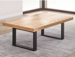 Table basse LIEZE 130 cm chêne scarlet avec pieds en U