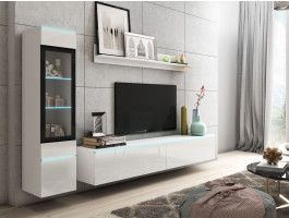 Mur tv-hifi VITTORIO 4 portes blanc brillant