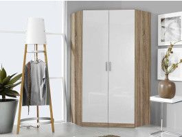 Armoire de coin CELLON sonoma 2 portes blanc brillant