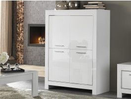 Meuble bar MADONNA 4 portes blanc laqué