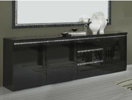 Buffet/bahut REBECCA 3 portes et 3 tiroirs noir laque