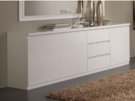 Buffet/bahut REBECCA 3 portes et 3 tiroirs blanc laque