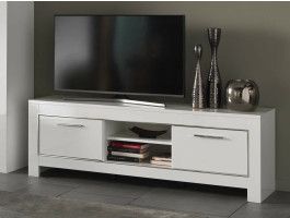 Meuble tv-hifi MADONNA 2 portes blanc laque