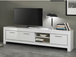 Meuble tv-hifi MADONNA 3 portes blanc laque