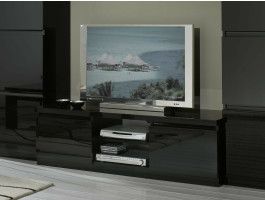 Meuble tv-hifi ROMEO 2 portes noir laque