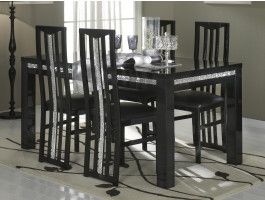 Table repas REBECCA 190 noir laque