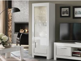 Vitrine MADONNA 2 portes blanc laque avec led
