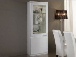 Vitrine REBECCA 2 portes blanc laque avec led