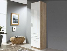 Armoire CELLON sonoma 1 porte et 2 tiroirs (droite) blanc brillant
