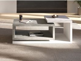 Table basse rectangulaire BOTSWANA 120 cm blanc/béton
