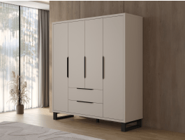 Armoire HAMETTE 4 portes 2 tiroirs cachemire