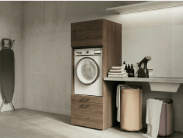 Meuble WASHING 1 machine noyer avec 1 surmeuble