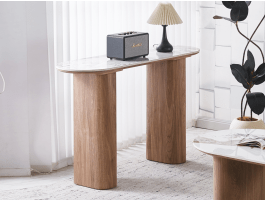 Console EVORYA 120 cm marbre blanc/bois